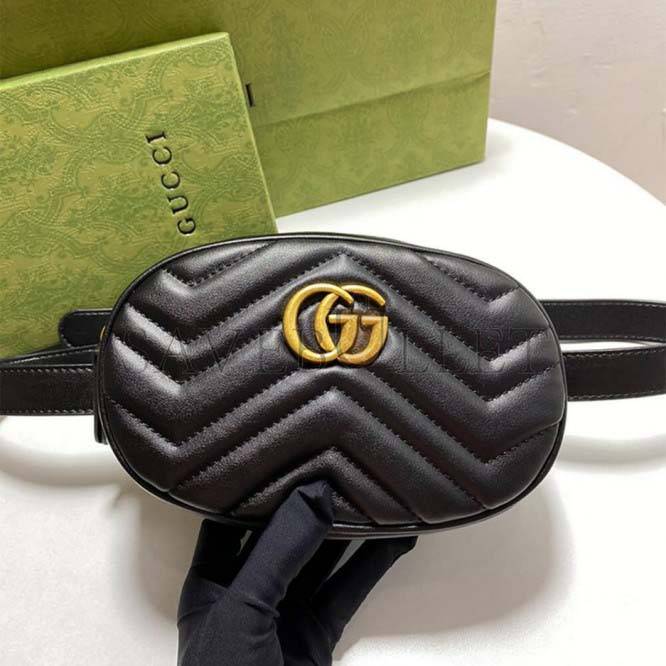 GUCCI MARMONT QUILTED LEATHER BELT BAG 476434 (18*11*5cm) GUCCI MARMONT QUILTED LEATHER BELT BAG 476434 (18*11*5cm)